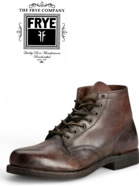 Frye Prison Rugged Boots In Dark Brown Patina